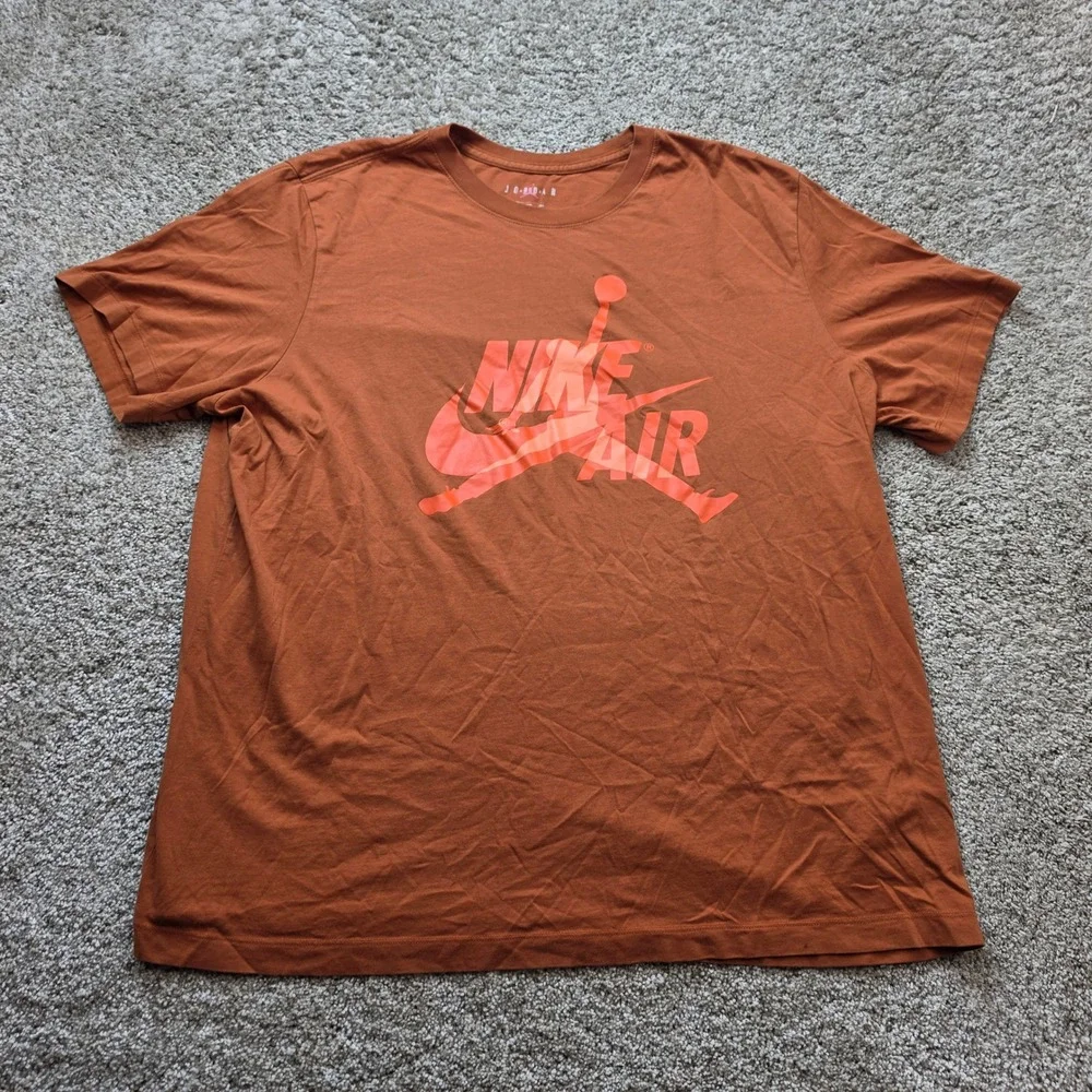 Jordan Nike Air Jumpman Shirt Mens XXL Burnt Orange Short Sleeve Basketball